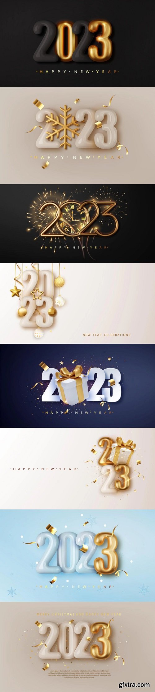 2023 3d realistic happy new year and merry christmas 2023 greeting card