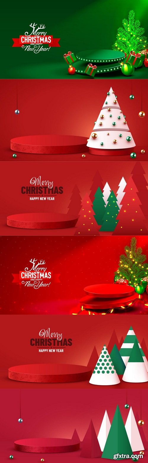 Mock up scene podium for cosmetic and product display stage pedestal or platform winter christmas background