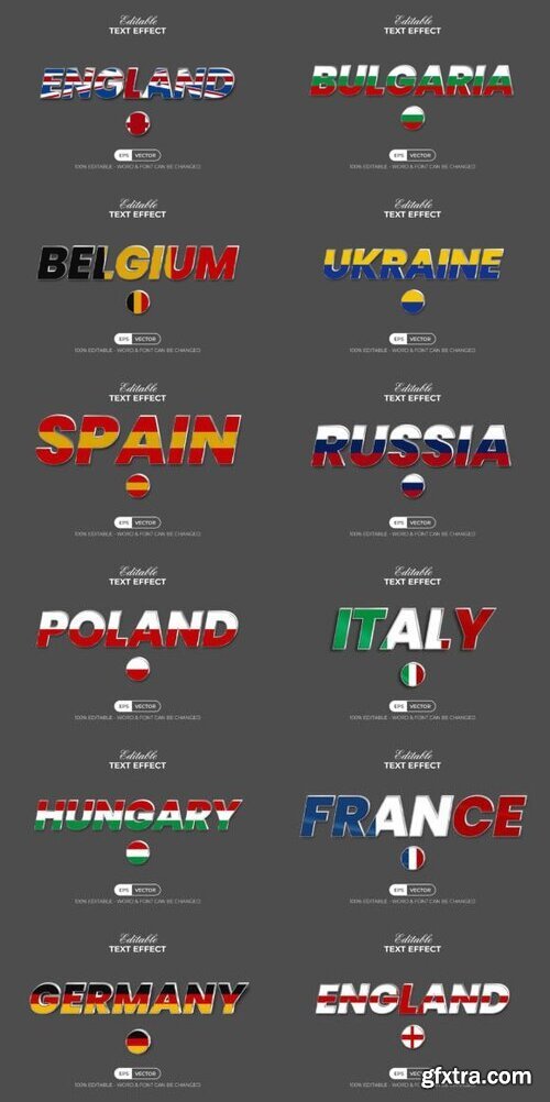 11 European Countries Text Effect