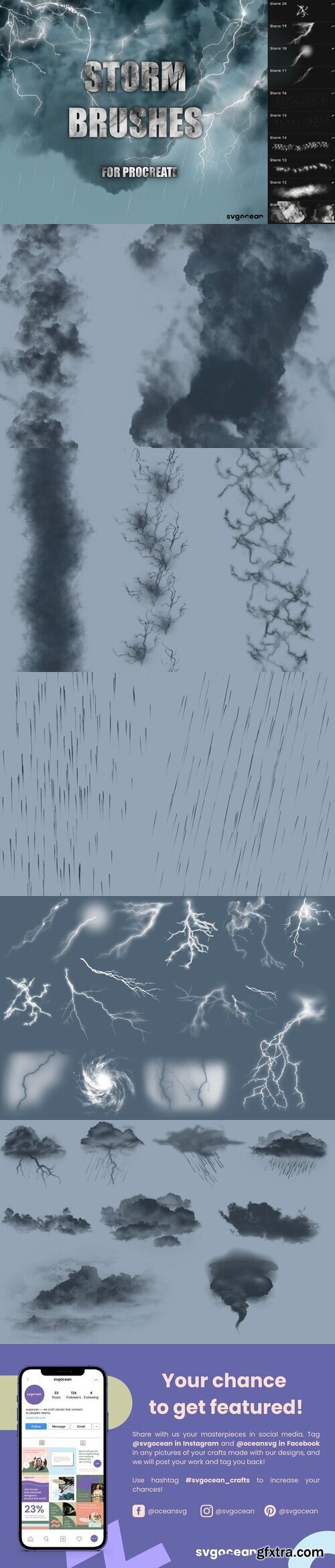 CreativeMarket - Storm and Lightning Procreate Brushes 10173824