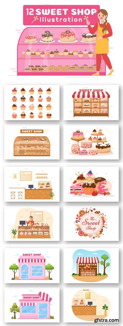 12 Sweet Shop Illustration