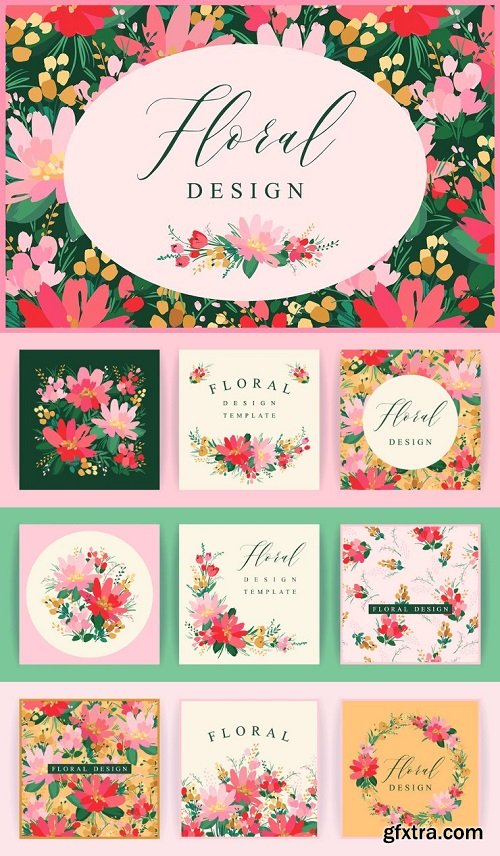 Vector floral design template for card poster flyer cover home decor and other