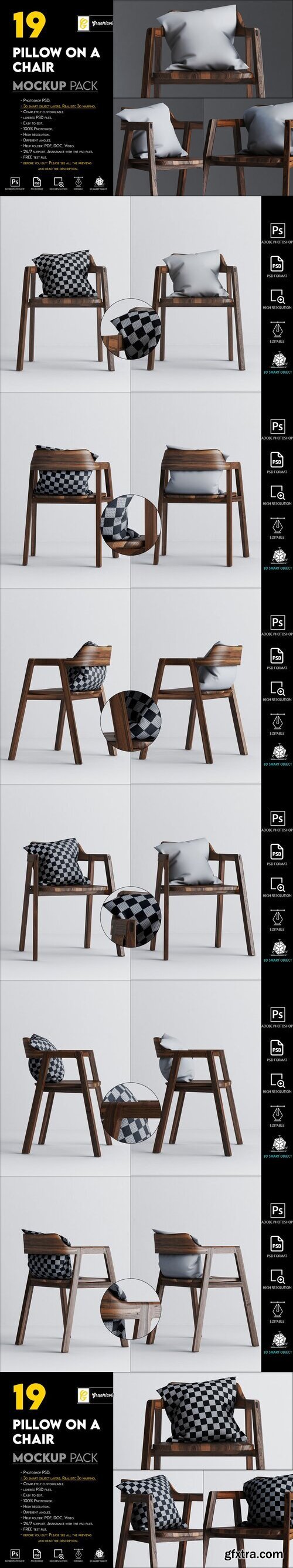 CreativeMarket - Pillow On A Chair Mockup 7193903