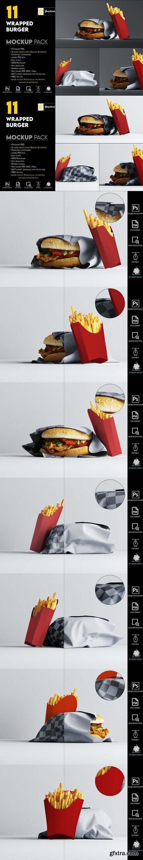 CreativeMarket - Wrapped Burger Mockup 7465909