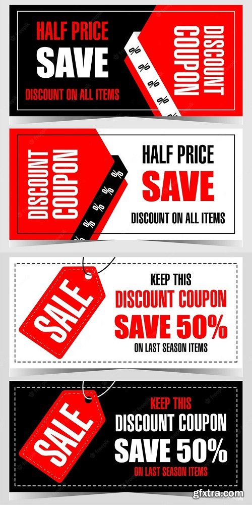 Discount coupon or discount ticket vector template for shopping season and black friday