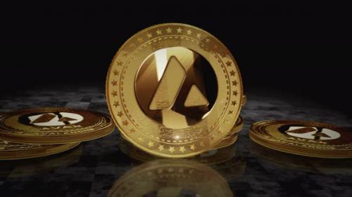 Videohive - Avalanche Avax cryptocurrency golden coin loop on digital screen - 41029633