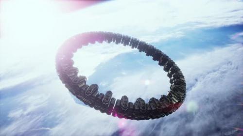 Videohive - Unidentified Alien Spaceship Flying Near Earth Elements Furnished By NASA - 41032802