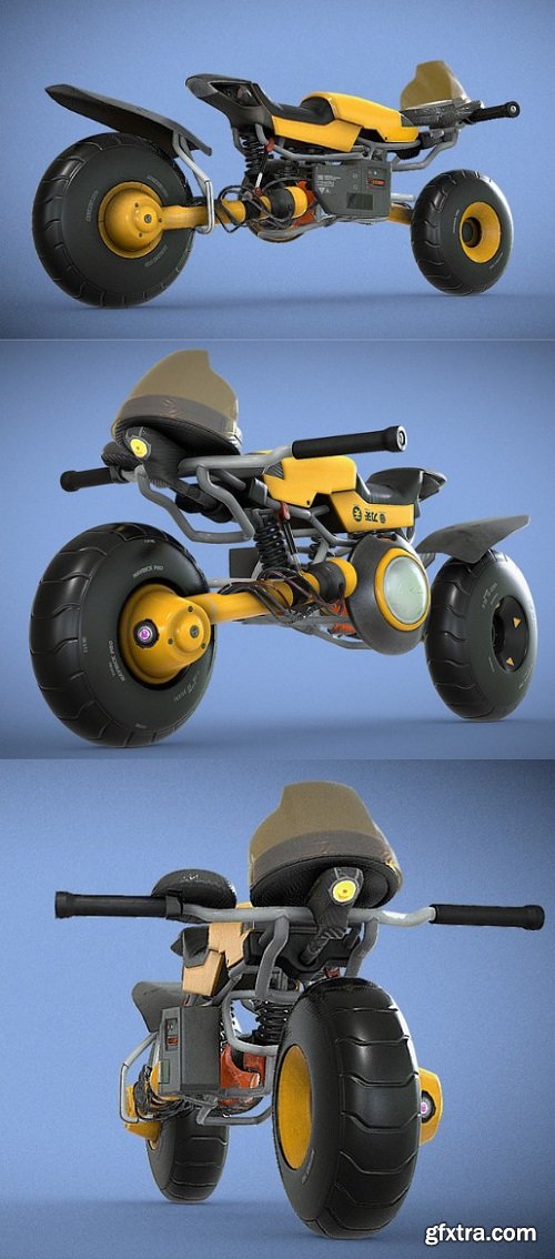 Sci-fi electric bike 3D Model