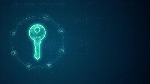 Videohive - Blue security key with line connection and data transfer to futuristic icon technology - 41148878