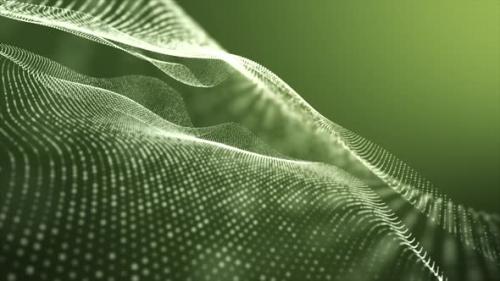 Videohive - Particles Wave Flow Background Light Green - 41150463
