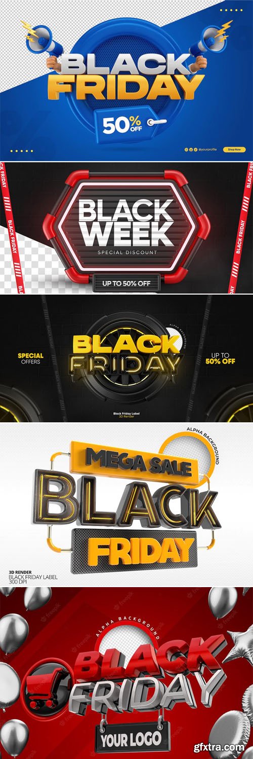 Black Friday - 20+ Super Sale 3D Renders PSD Templates Collection