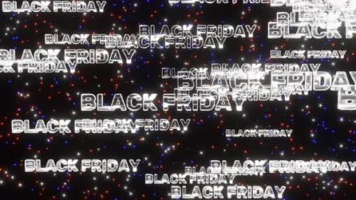 Videohive - White black friday neon text fall down space with twinkling stars for promo, looped 3d render - 41486221