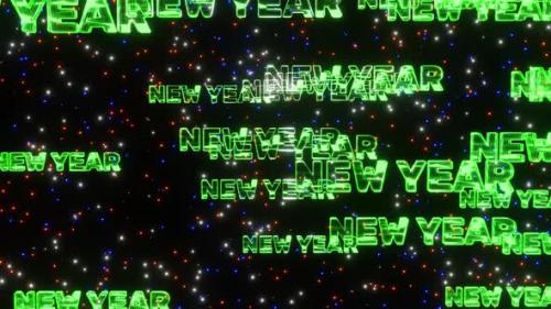 Videohive - Background in the form of falling words new year green neon on a stars background 3d render - 41486229