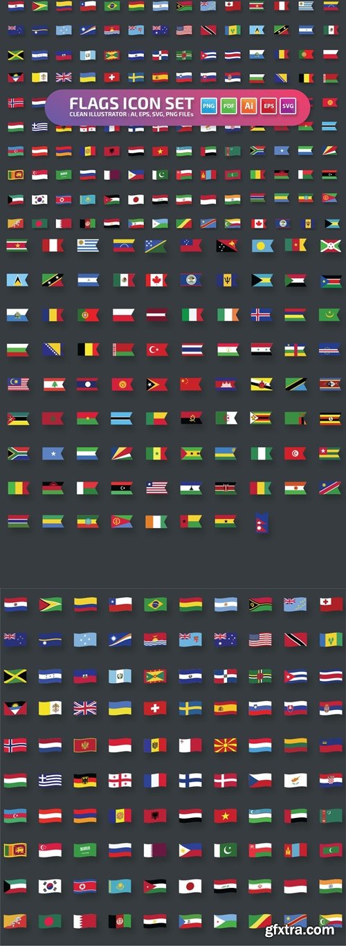 Flags Icon Set 54FHZ3D