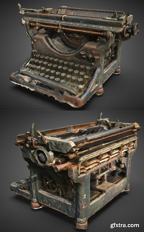 Underwood Old Typewriter 3D Model