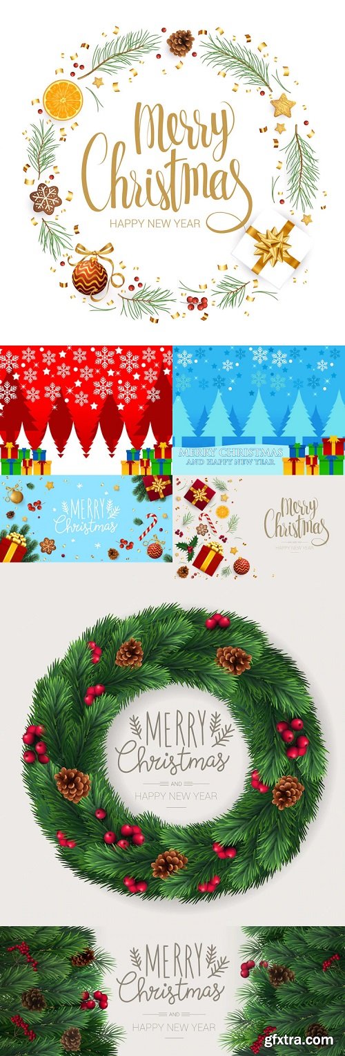 Christmas and new year vector template