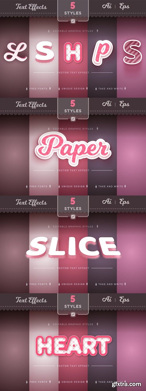 Set 5 Pink Love Editable Text Effects, Font Styles HQPVV9C