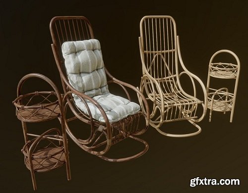 Rocking Chair with Cushion and Side Table