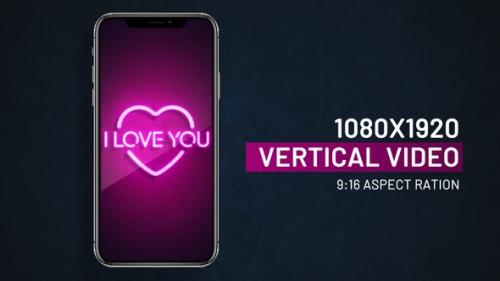Videohive - I Love You neon sign vertical video - 41686616