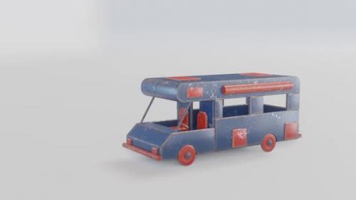 Videohive - Toy Camper Van 180 degrees Rotation Animation - 41683287