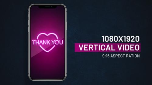 Videohive - Thank You neon sign vertical video - 41686615