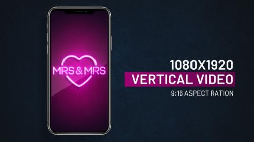 Videohive - Mrs and Mrs neon sign vertical video - 41686622