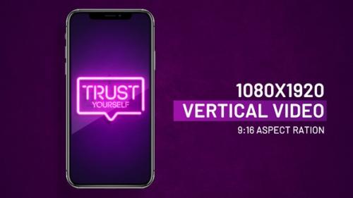 Videohive - Trust Yourself neon sign vertical video - 41686627
