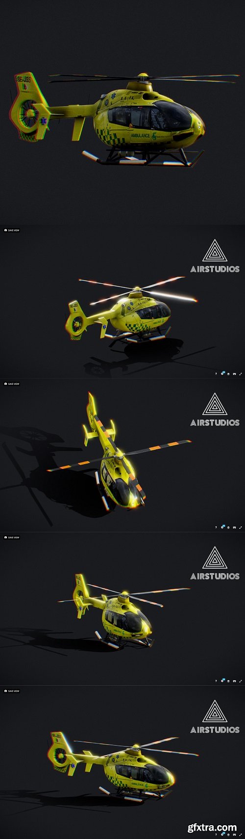 Ambulance Helicopter Airbus H135 3D Model