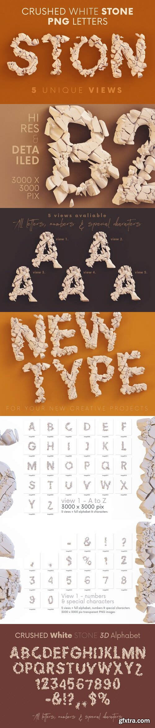 CreativeMarket - Crushed White Stone - 3D Lettering 10868404