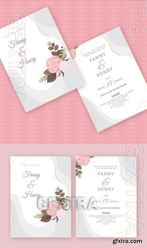 Floral Wedding Card Stationery or Invitation Card Layout 505549354