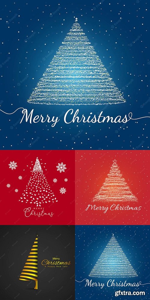 Merry christmas trees vector illustrations