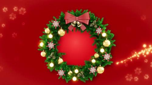 Videohive - Christmas Wreath on Red Background - 41749663