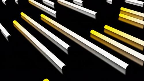 Videohive - Yellow and White Neon Moving Tubes with Reflections on the Floor - 41757486