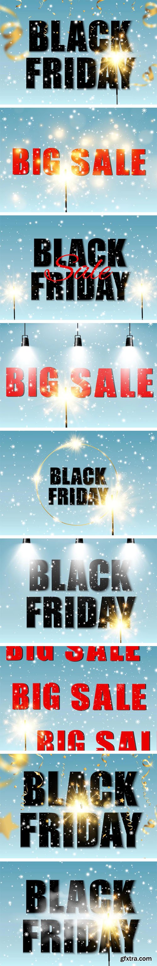 Black Friday - 9 Clearance Sales Backgrounds Vector Templates