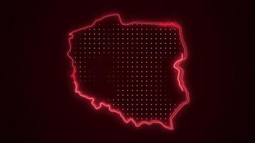 Videohive - Neon Red Poland Map Borders Outline Loop Background - 41756414