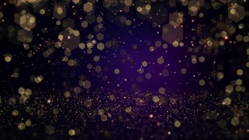 Videohive - Golden Christmas Bokeh With Snowflakes And Particles 4k Loop - 41716973