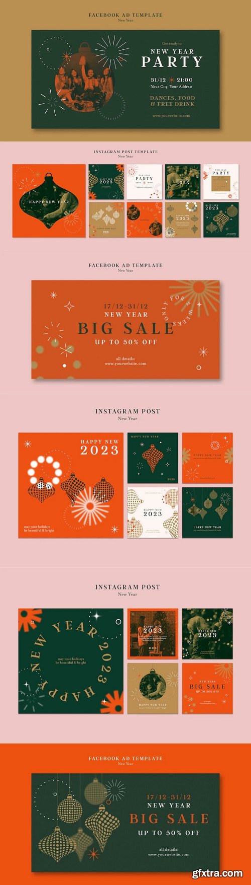 Flat design new year template