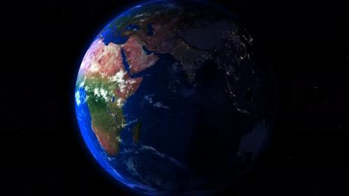 Videohive - Rotated Realistic 3d Planet Earth Half Day Half Night - 41765833