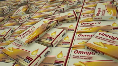 Videohive - Omega 3 oil tablets pack production loopable seamless - 41793735