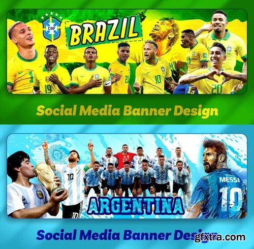 World Cup - Brazil & Argentina - Social Media Banners PSD Templates