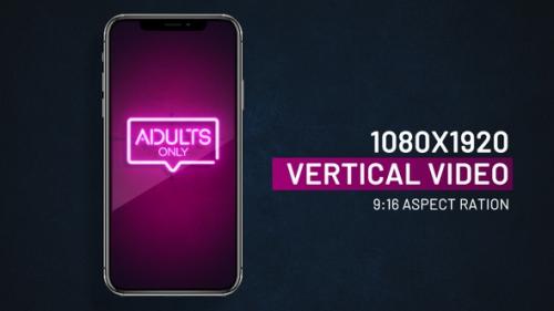 Videohive - Adults Only neon sign vertical video - 41855058