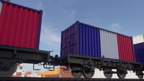 Videohive - Train and Containers with the Flag of France - 41834563