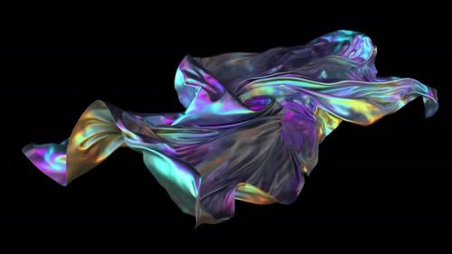 Videohive - Iridescent Colored Cloth Piece of Blowing Fabric Background - 41893948