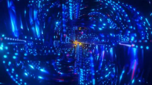 Videohive - Abstract Blue Orange Seamless Looped Neon Animation of Infinite Tunnel - 41831629