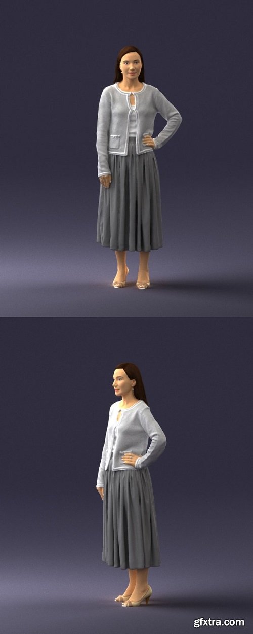 Woman In Gray Skirt 0390 3D Model