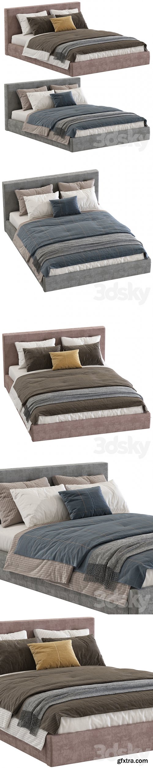 Bed Cushy Upholstered Platfrom Bed
