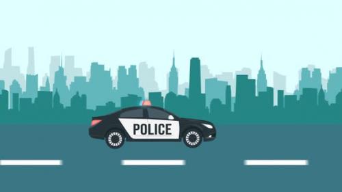 Videohive - Cartoon Police Car Driving - 41955152