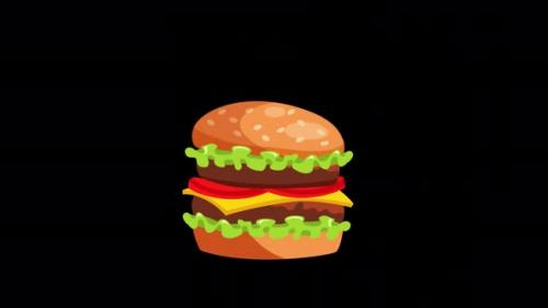 Videohive - Falling Burger Animation Alpha Channel 4K - 41955158
