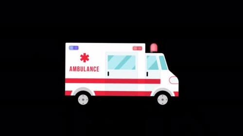 Videohive - Cartoon Ambulance On Alpha Channel 4K - 41955163