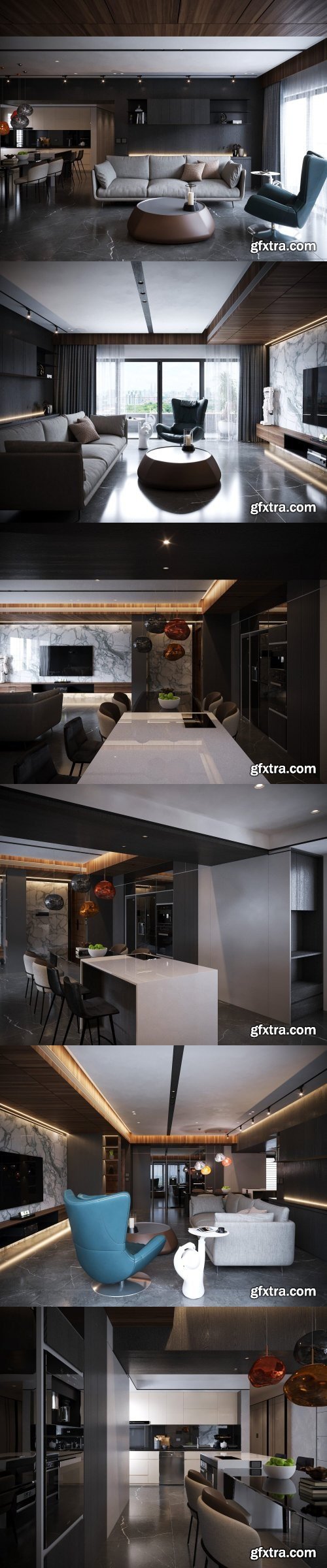 Living Room – Kitchen Interior By Mai Long